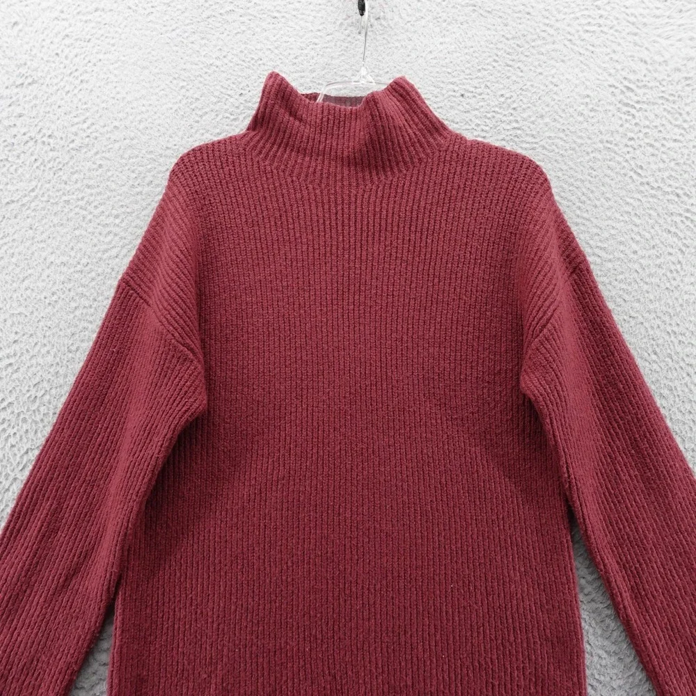 Treasure & Bond Womens Mock Neck‎ Shaker Sweater Burgundy XXS Relaxed NEW